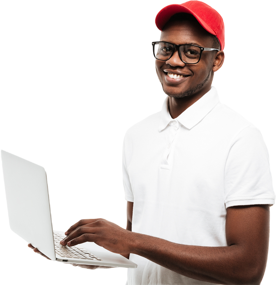A member of the DVCSSS team with a laptop